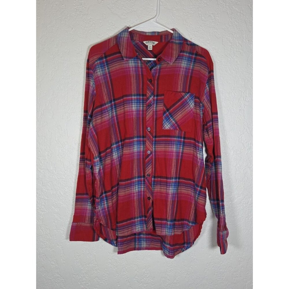 Orvis Womens Stretch Flannel Plaid Button Down Shirt Red XL